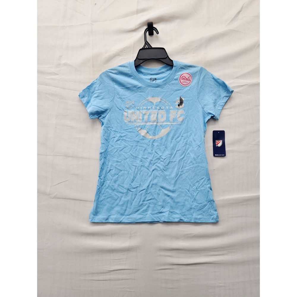 MLS Girls Minnesota United FC T-Shirt Blue Cotton Blend Casual Size Medium